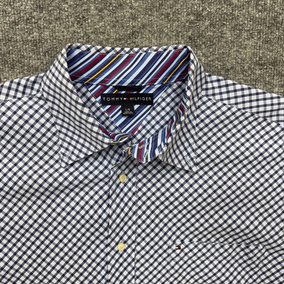Mens Tommy Hilfiger long sleeve button up shirt size Large flip cuff - Picture 3 of 5